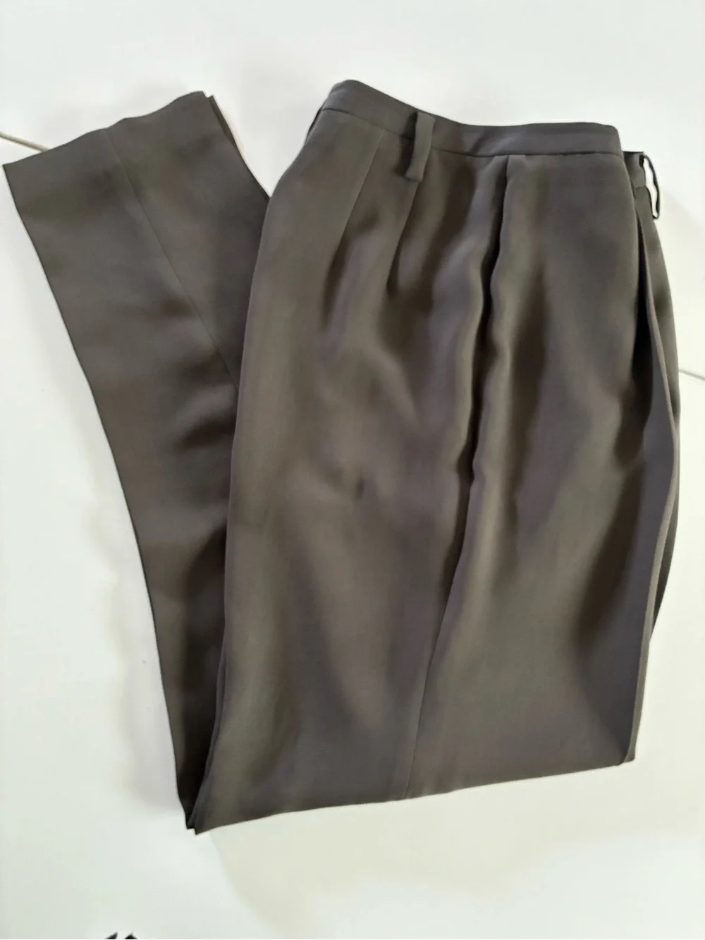 Ellen Tracy 8 Brown Ish Gray Straight-Leg Dress Trousers 💯 Polyester Classic EUC